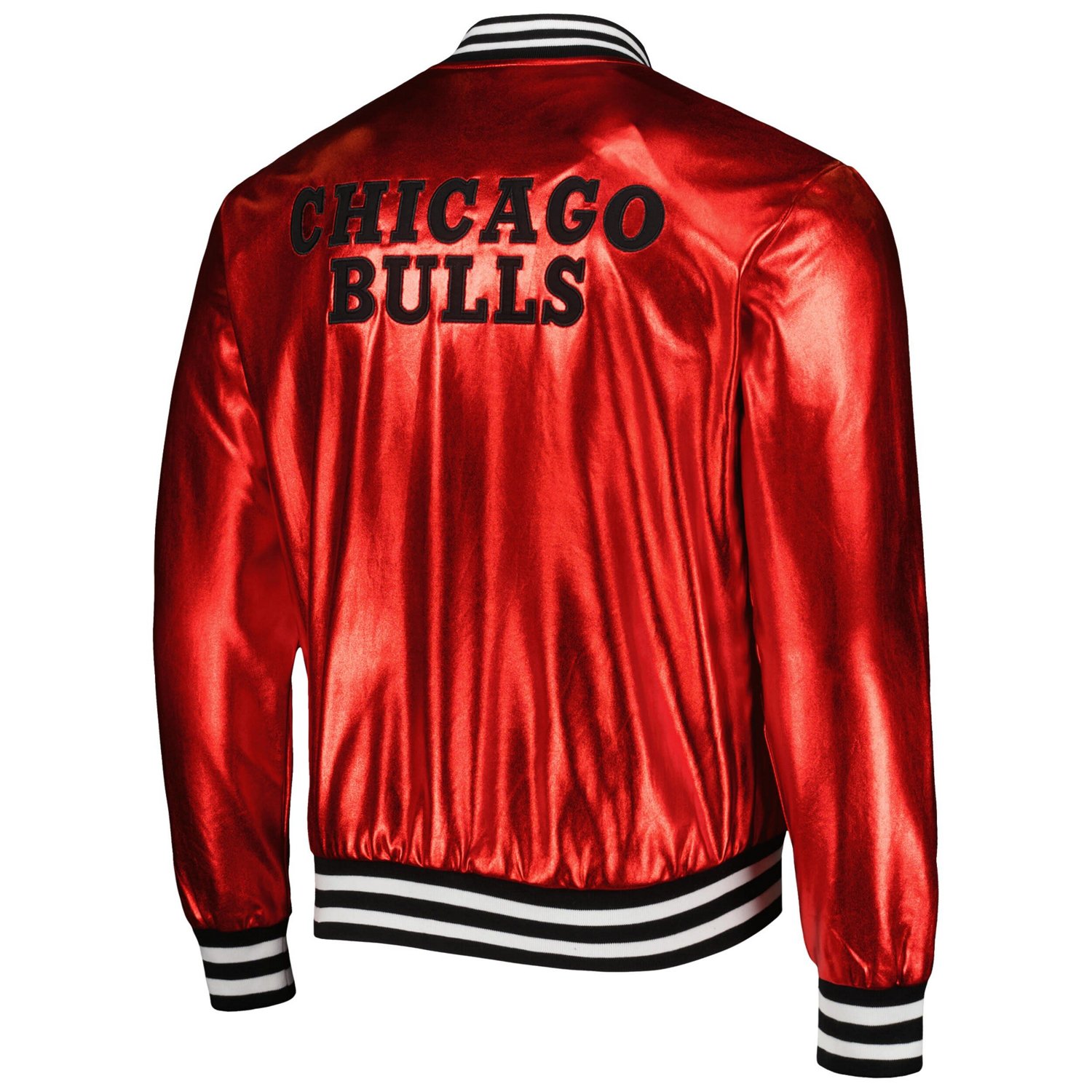 Unisex The Wild Collective Chicago Bulls Metallic Full-Snap Bomber Jacket                                                        - view number 3
