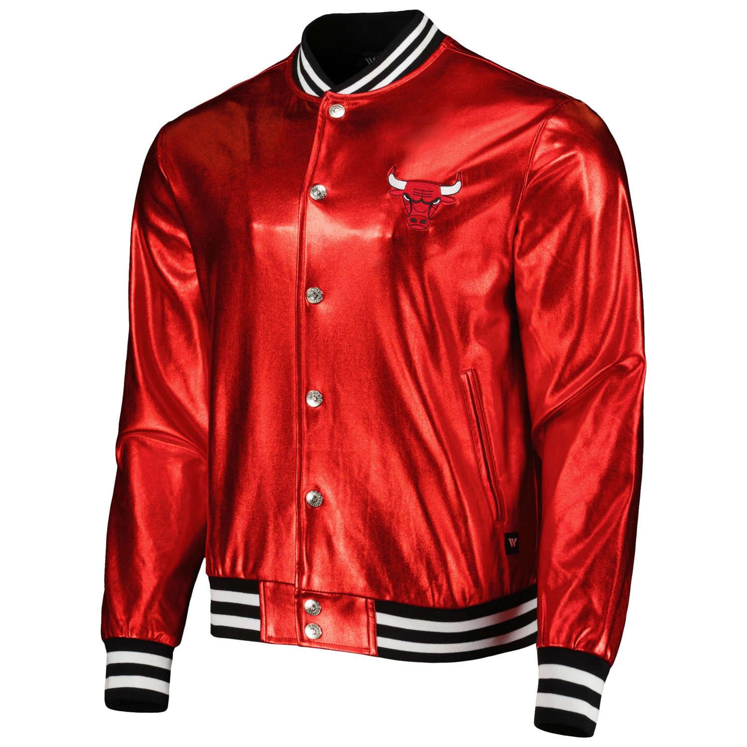 Unisex The Wild Collective Chicago Bulls Metallic Full-Snap Bomber Jacket                                                        - view number 2