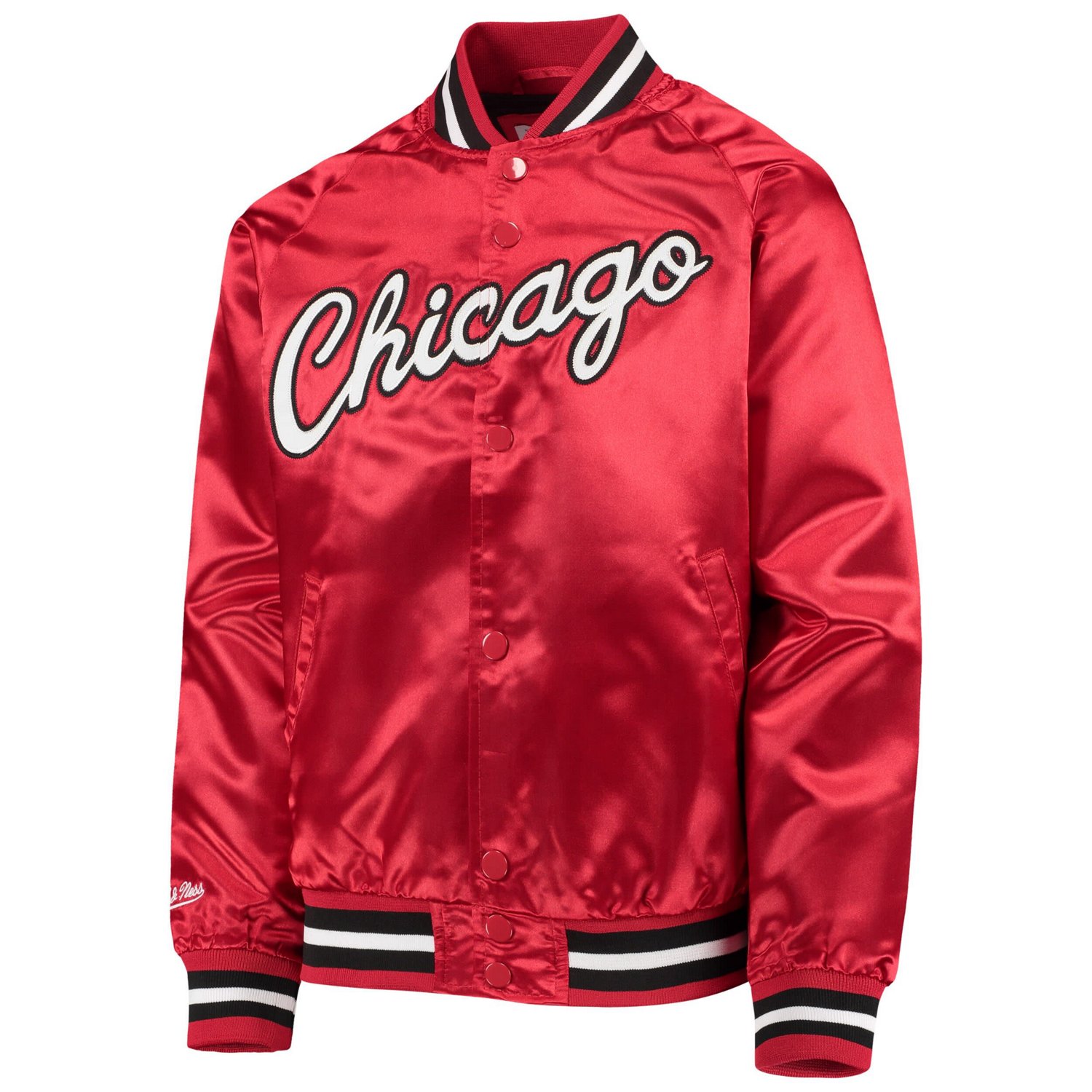 Youth Mitchell  Ness Chicago Bulls Hardwood Classics Satin Raglan Full-Snap Jacket                                               - view number 2