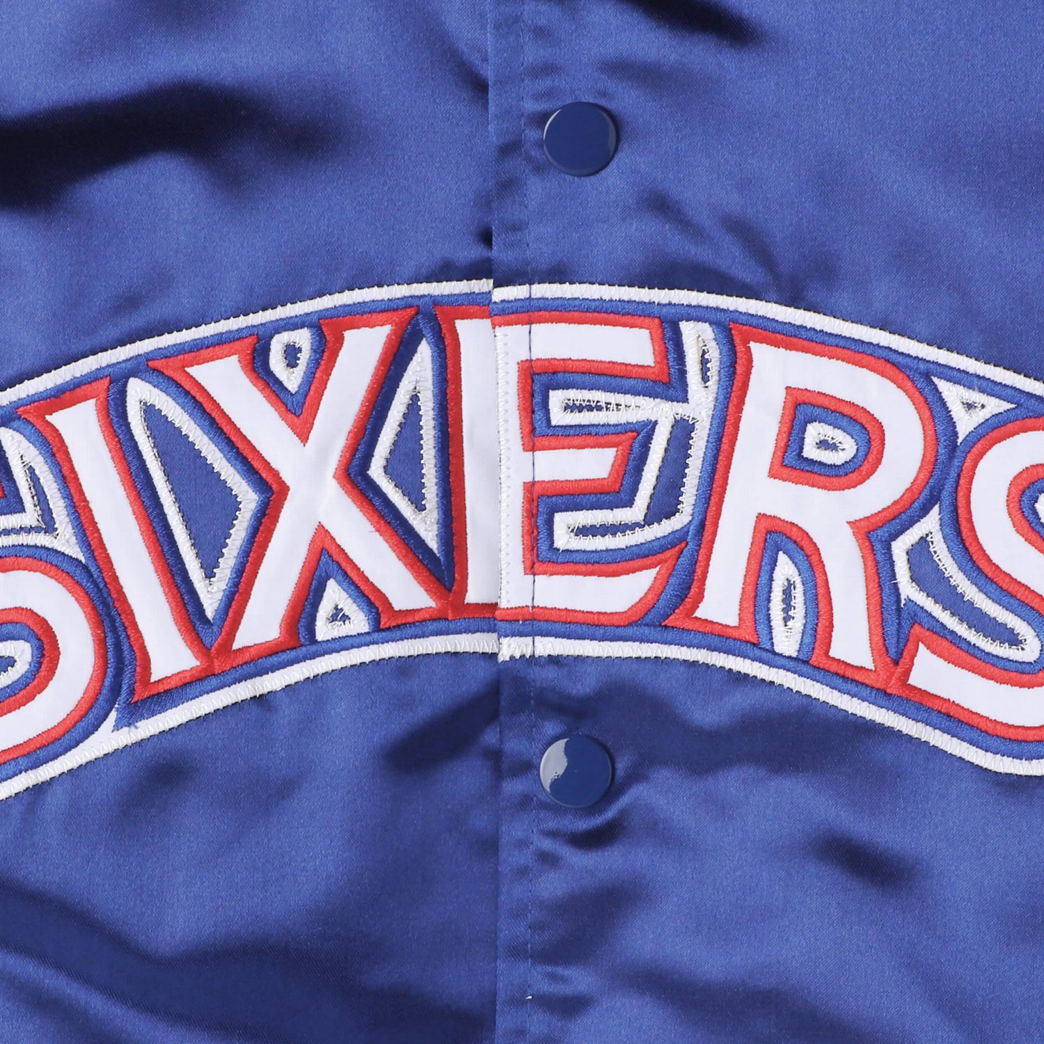 Youth Mitchell  Ness Philadelphia 76ers Hardwood Classics Satin Raglan Full-Snap Jacket                                          - view number 3