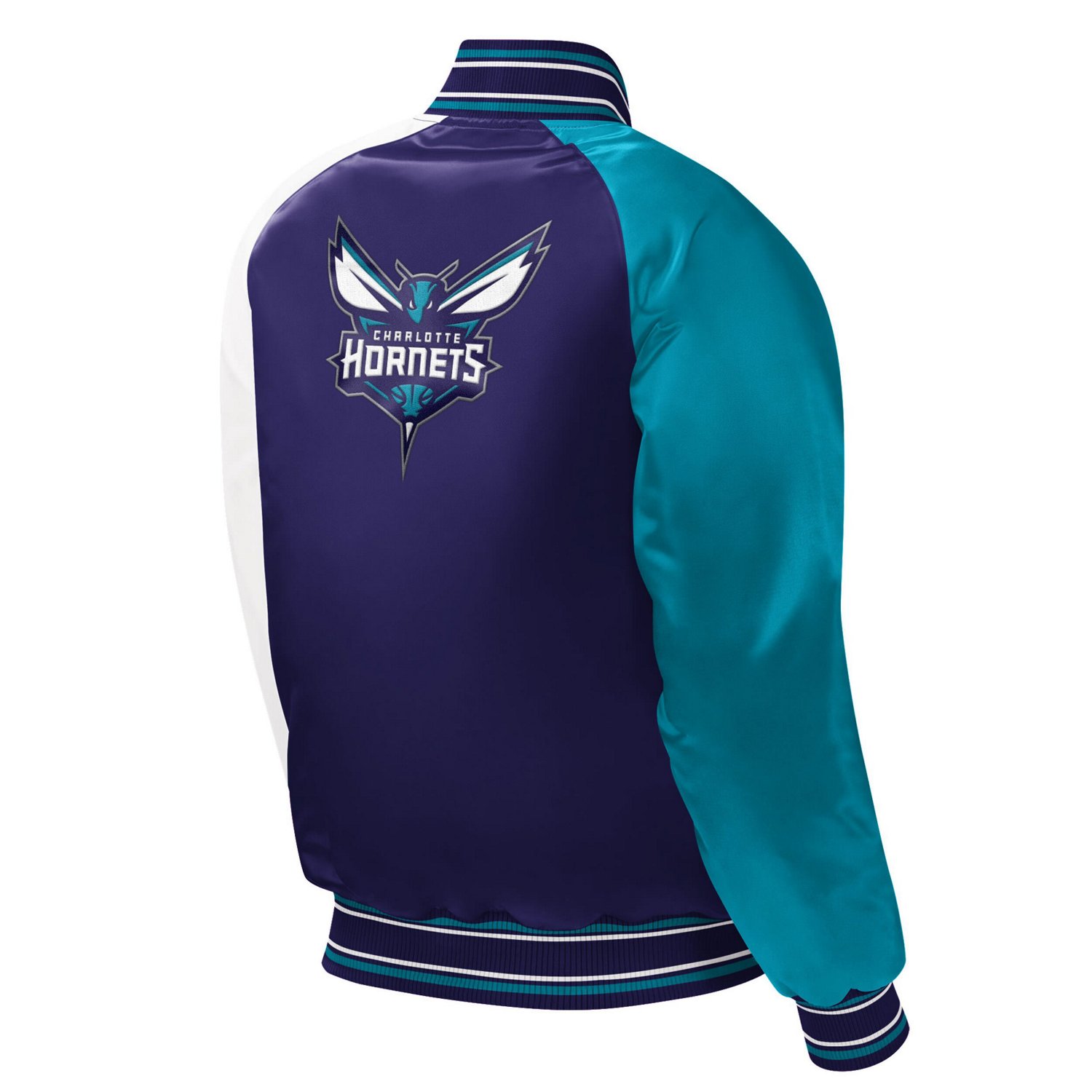 Youth Starter Charlotte Hornets Raglan Full Snap Varsity Jacket Academy
