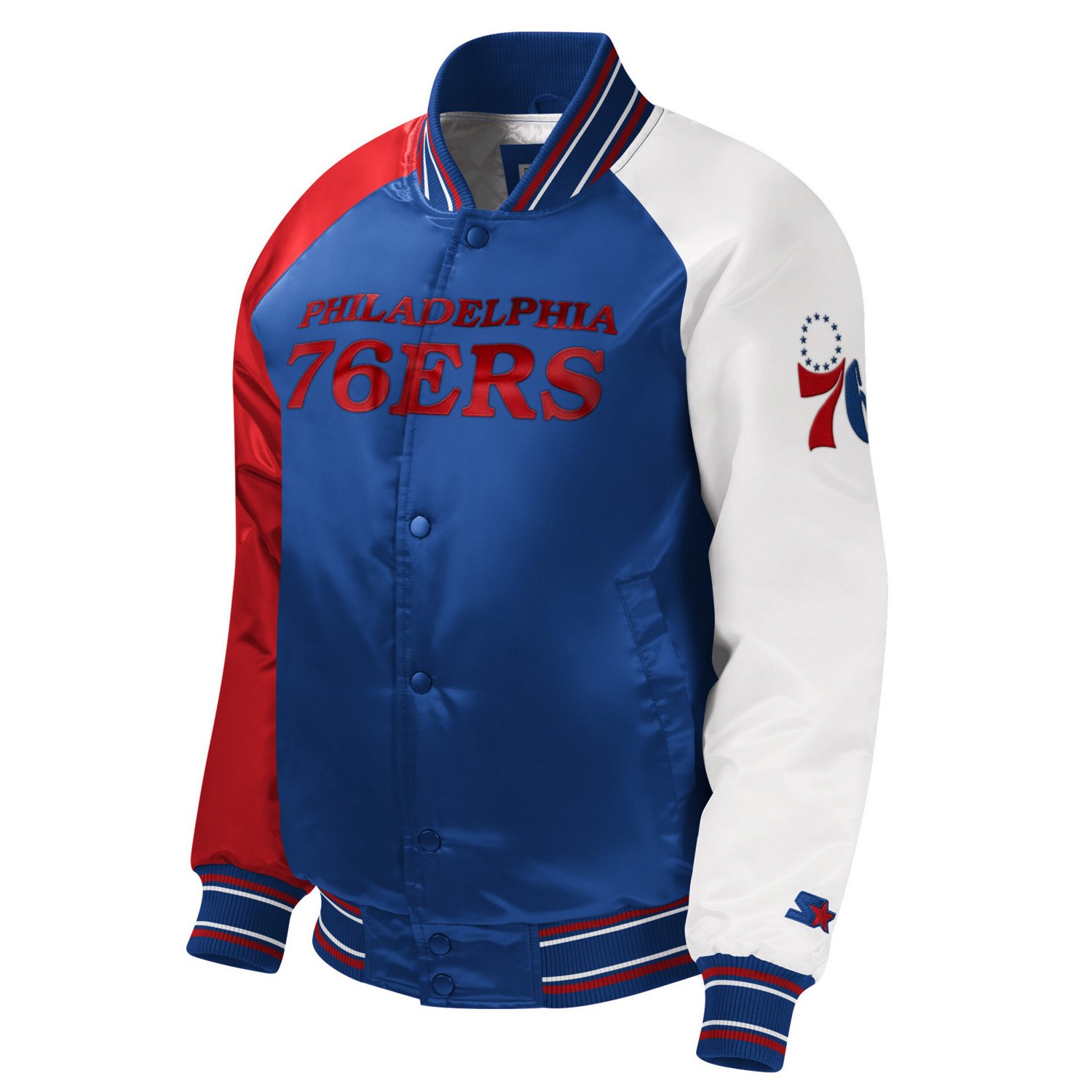 Youth Starter Philadelphia 76ers Raglan Full-Snap Varsity Jacket                                                                 - view number 2