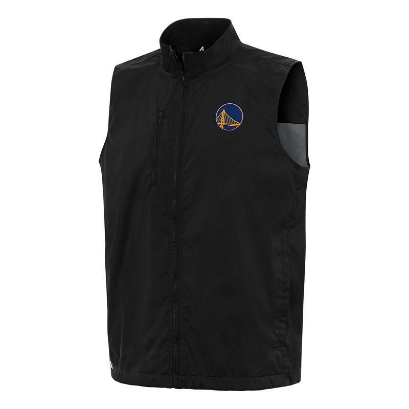 Men's Antigua  Black Golden State Warriors Brisk Full-Zip Vest