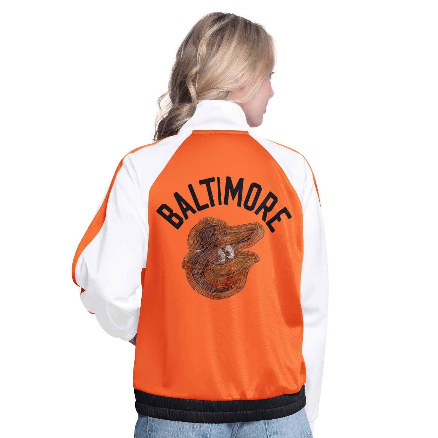 G-III Sports by Carl Banks Orange Baltimore Orioles Rally Rhinestone Raglan Full-Zip Track Jacket - view number 2