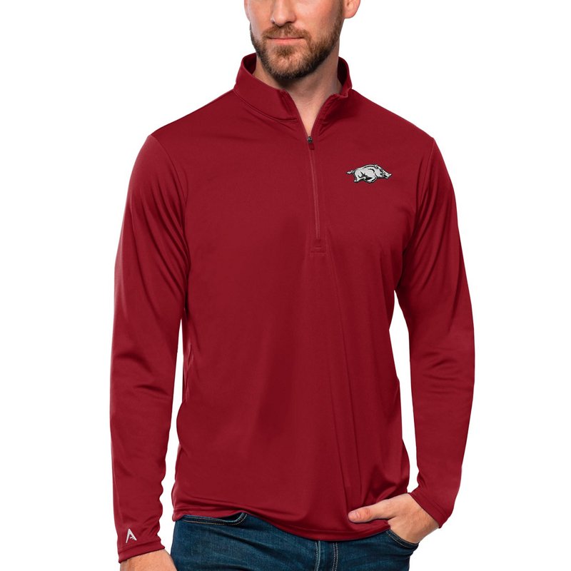 Antigua Men's Arkansas Razorbacks Cardinal Red Tribute 1/4 Zip Pullover, XXXL