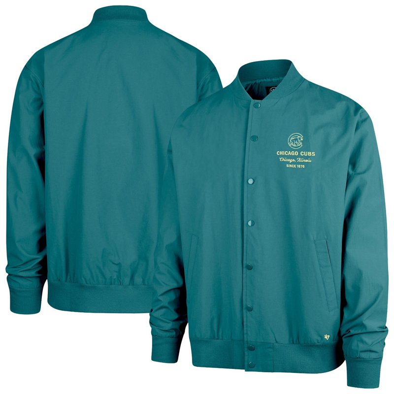'47 Brand Men's Hunter Green Chicago Cubs Anderson Twill Full-Snap Bomber Jacket - Hunter Green