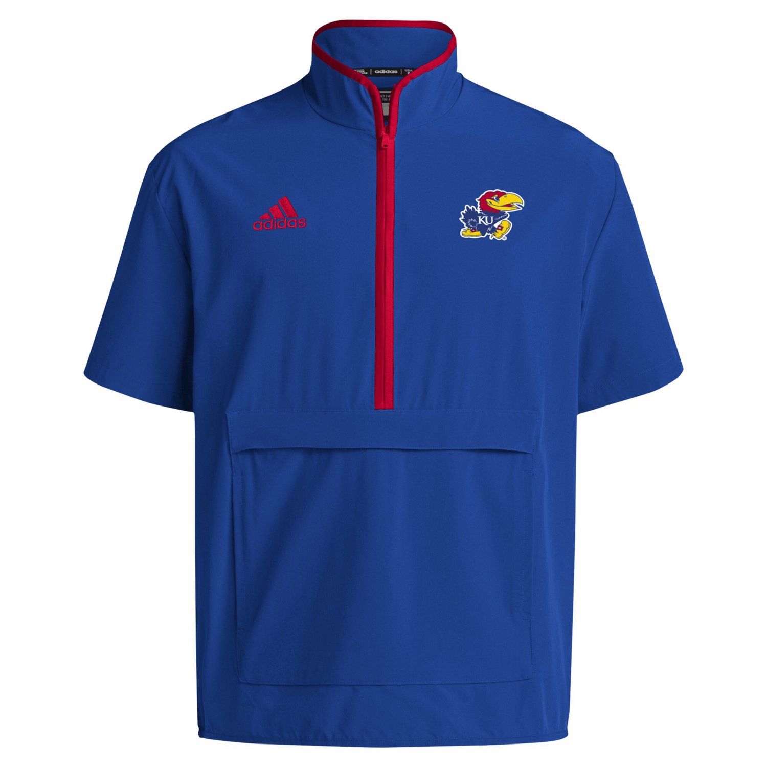 adidas Kansas Jayhawks 2024 Coaches Sideline Half-Zip Short Sleeve Jacket - view number 2