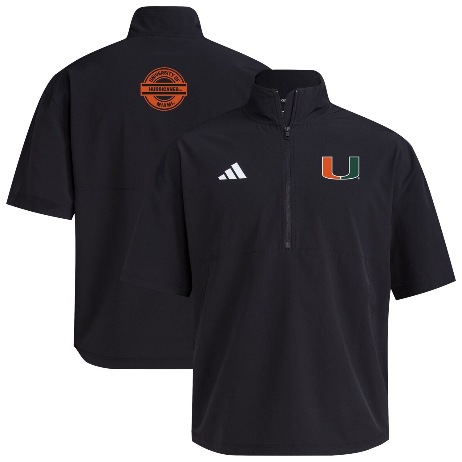 adidas Miami Hurricanes 2024 Half-Zip Short Sleeve Training Jacket