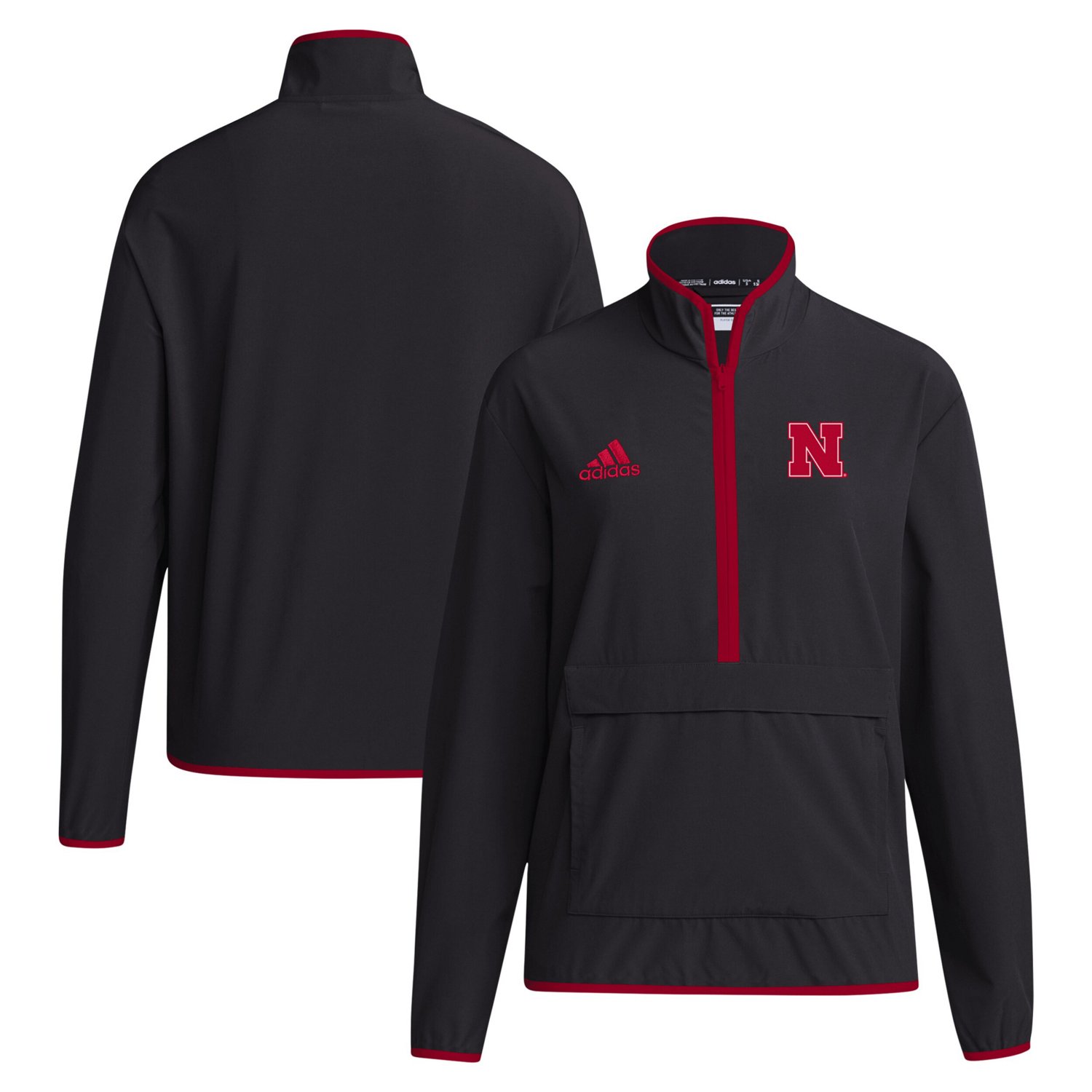 adidas Nebraska Huskers 2024 Coaches Sideline Half-Zip Jacket