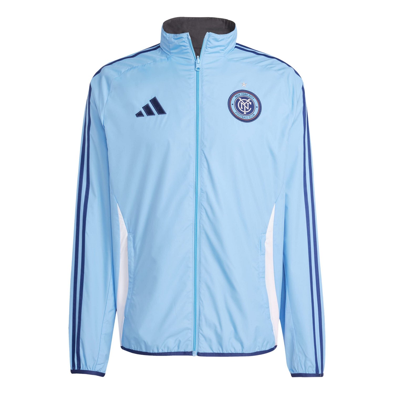 adidas Sky Black New York City FC 2025 Anthem Reversible Full-Zip Jacket