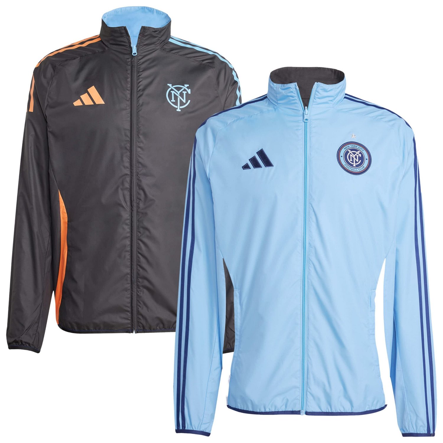 adidas Sky Black New York City FC 2025 Anthem Reversible Full-Zip Jacket
