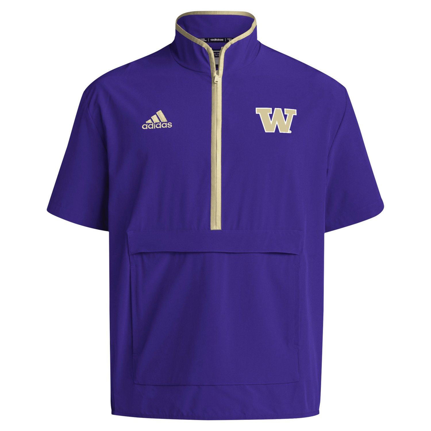 adidas Washington Huskies 2024 Coaches Sideline Half-Zip Short Sleeve Jacket - view number 2
