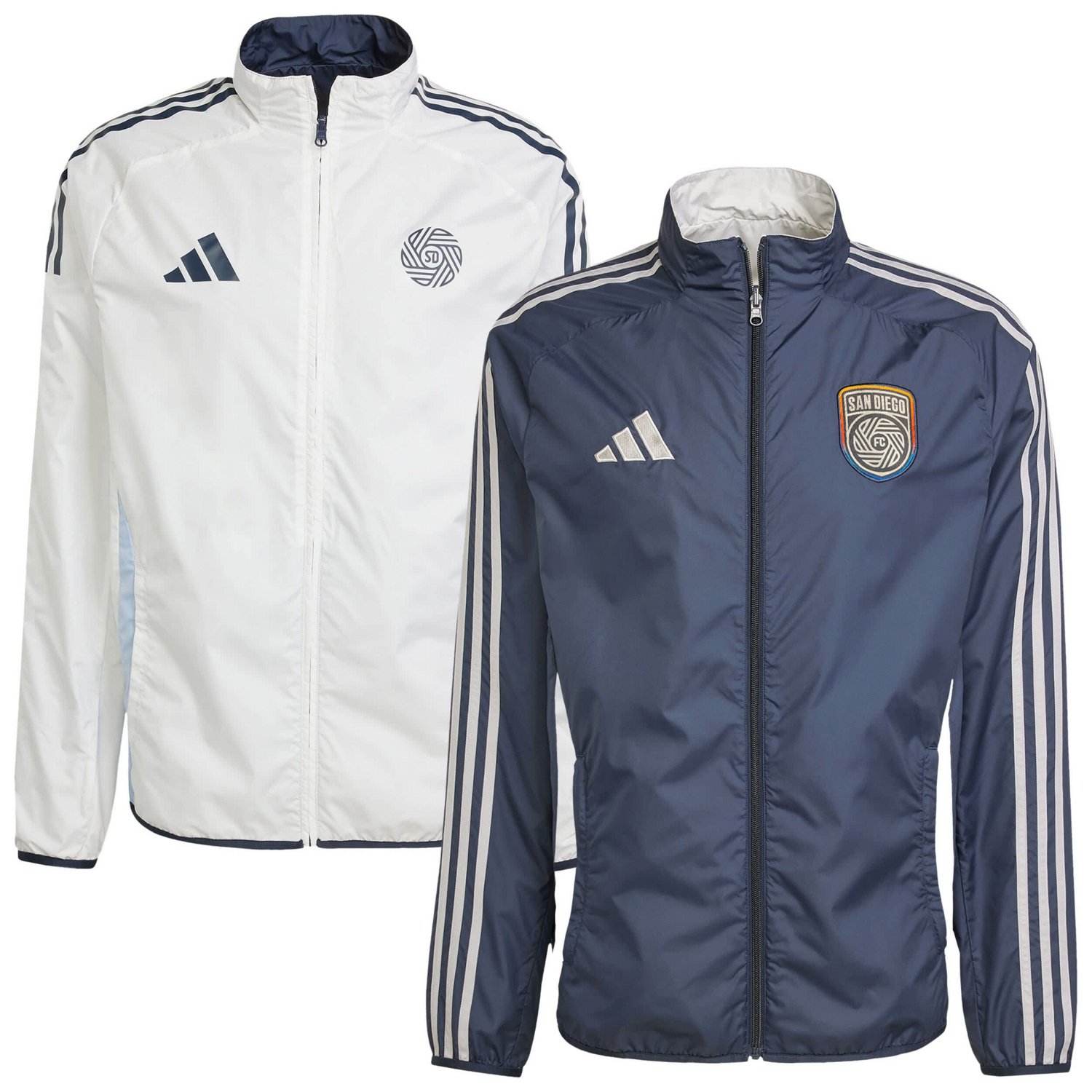 adidas White San Diego FC 2025 Anthem Reversible Full-Zip Jacket