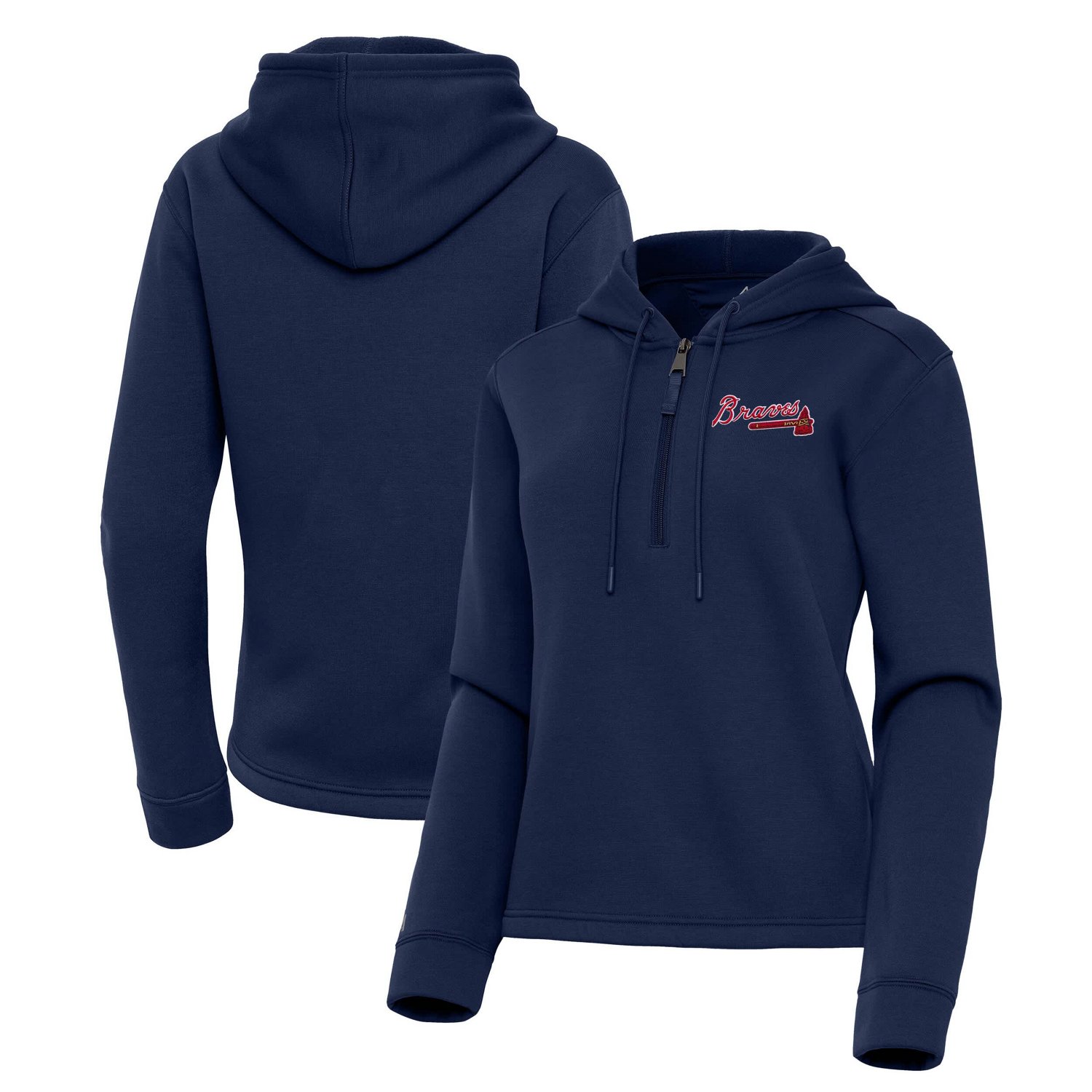Antigua Atlanta Braves Contemporary Quarter-Zip Hoodie                                                                          