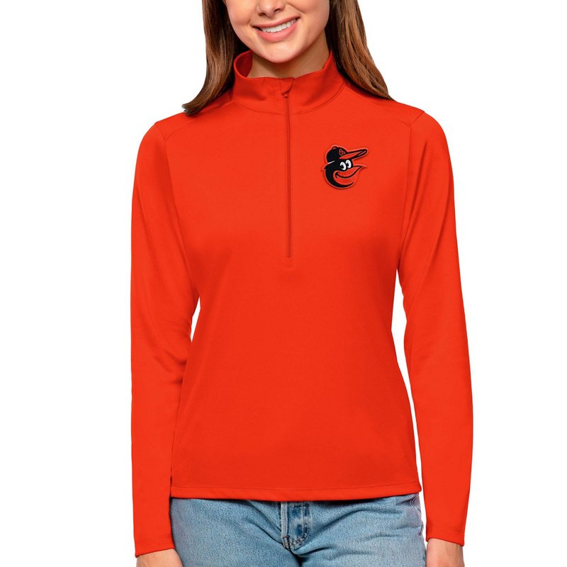 Antigua Women's Orange Baltimore Orioles Tribute Quarter-Zip Pullover Top - Orange