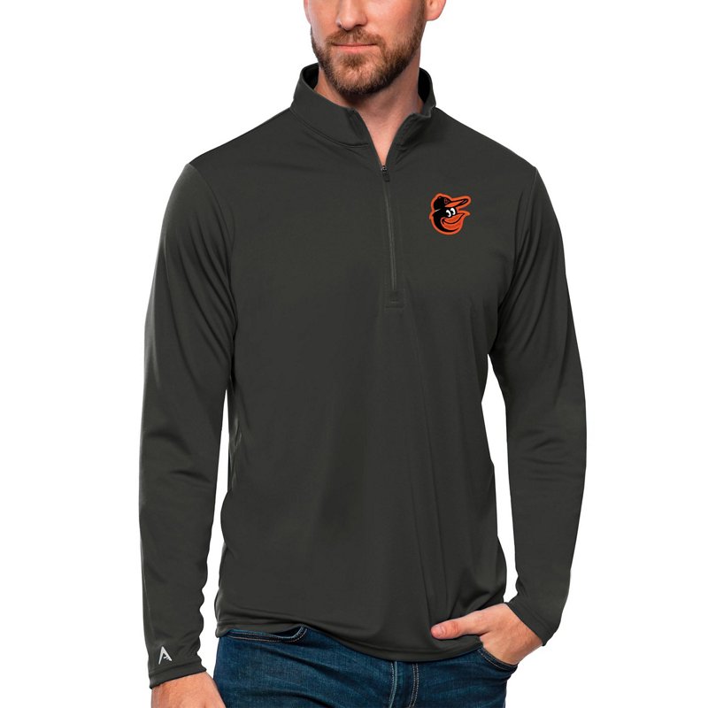Antigua Men's Charcoal Baltimore Orioles Tribute Quarter-Zip Pullover Top - Charcoal