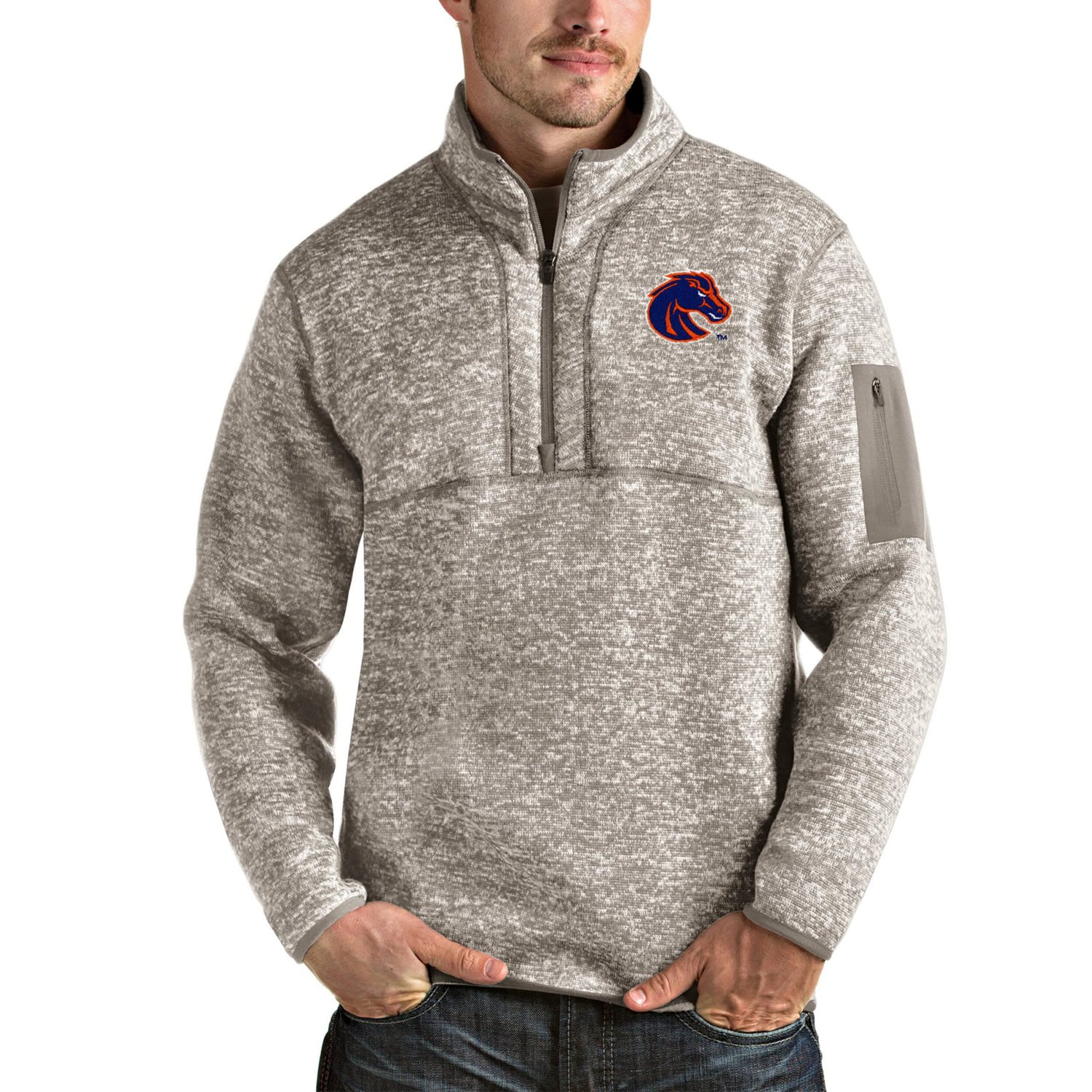 Antigua Boise State Broncos Fortune Half-Zip Pullover Jacket