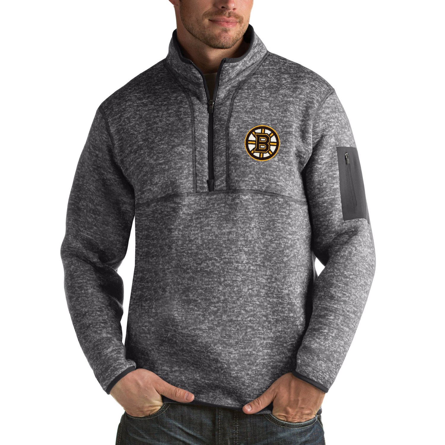 Antigua Boston Bruins Fortune 1 2-Zip Pullover Jacket