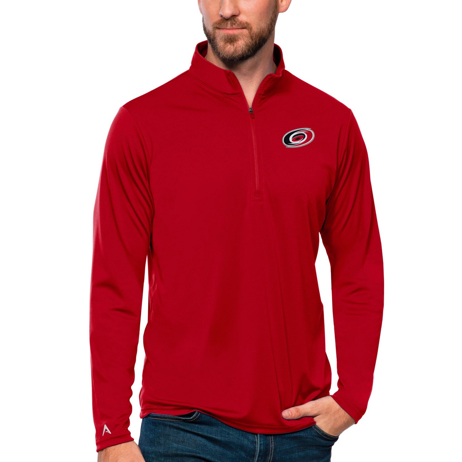 Antigua Carolina Hurricanes Tribute Quarter-Zip Pullover Top
