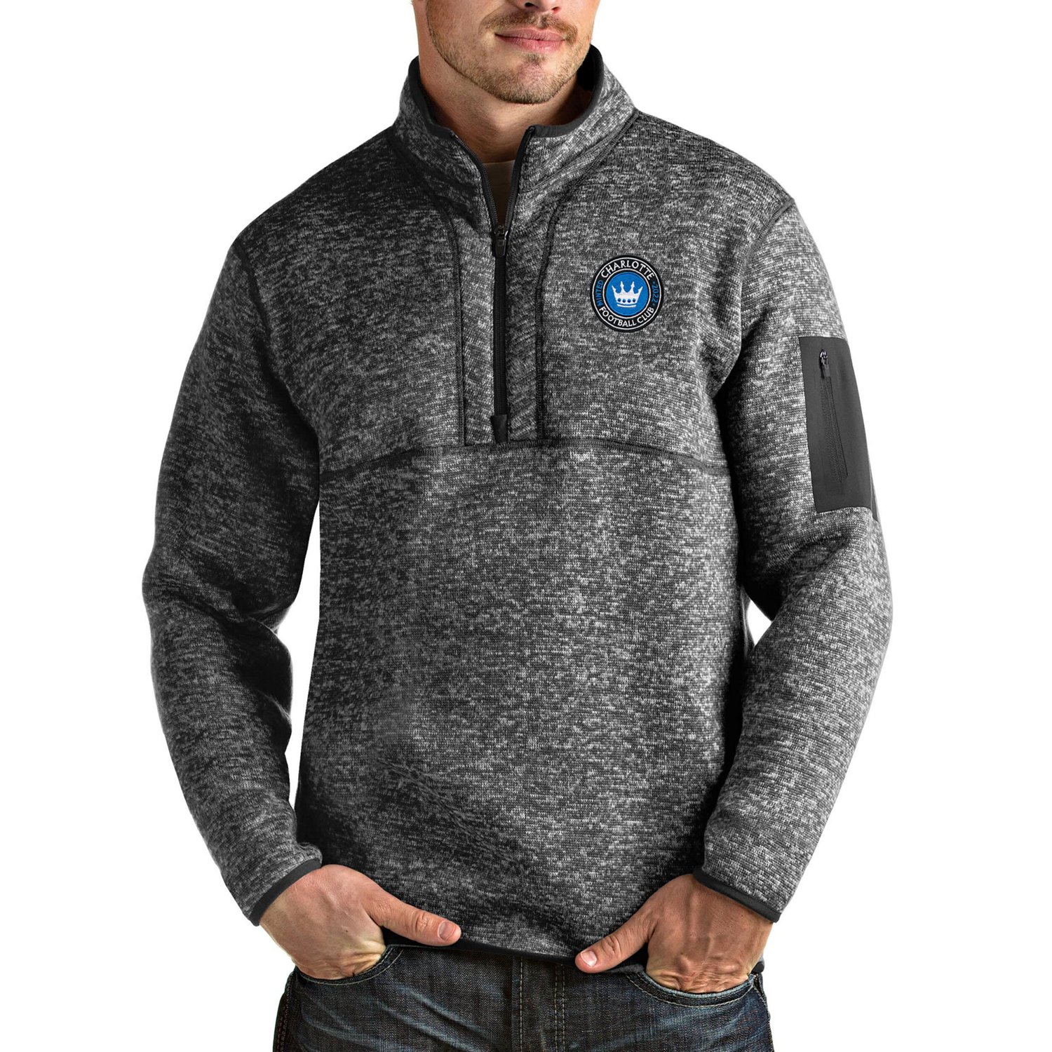 Antigua Charlotte FC Fortune Quarter-Zip Pullover Jacket
