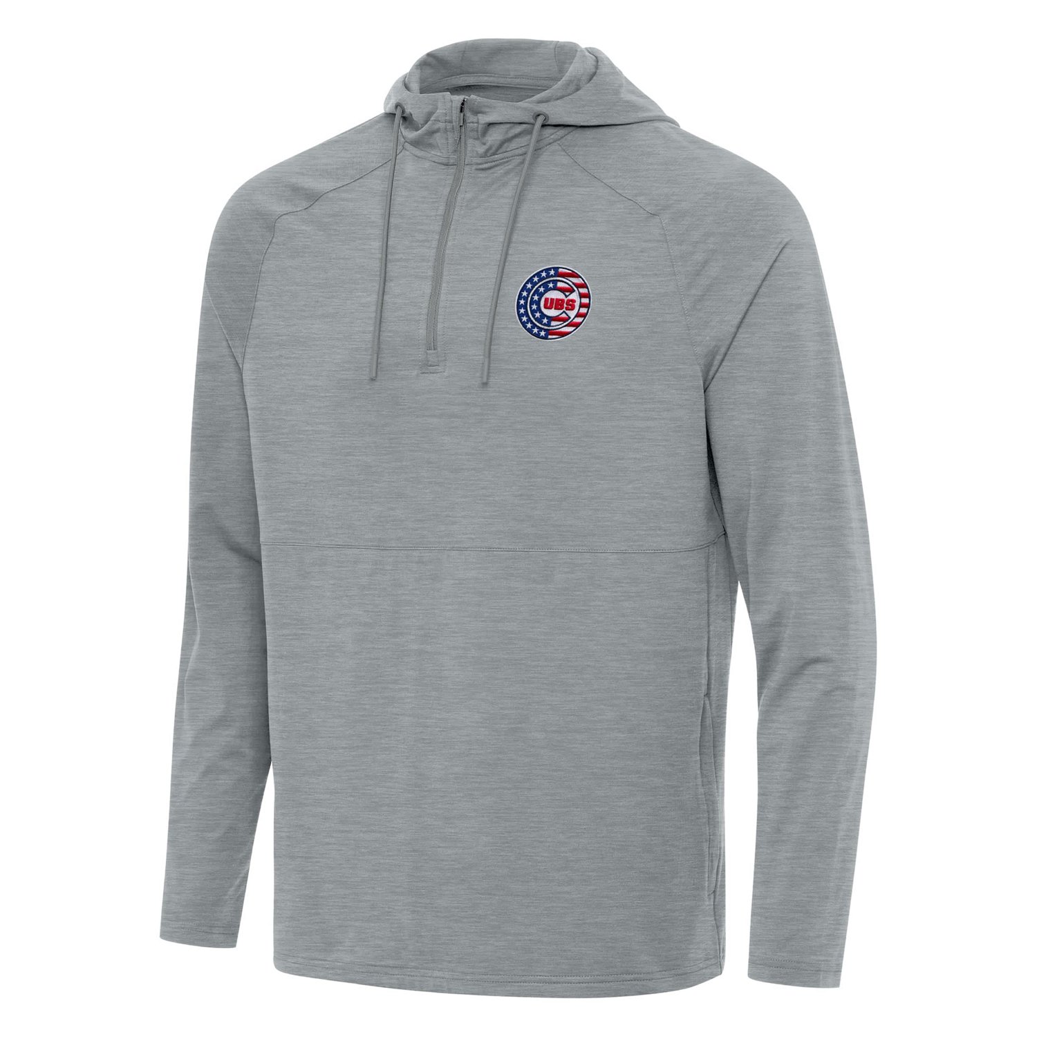 Antigua Chicago Cubs Spikes Stars and Stripes Team Logo Quarter-Zip Pullover Hoodie - view number 2