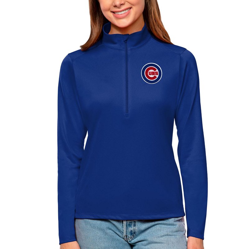 Antigua Women's Royal Chicago Cubs Tribute Quarter-Zip Pullover Top - Royal