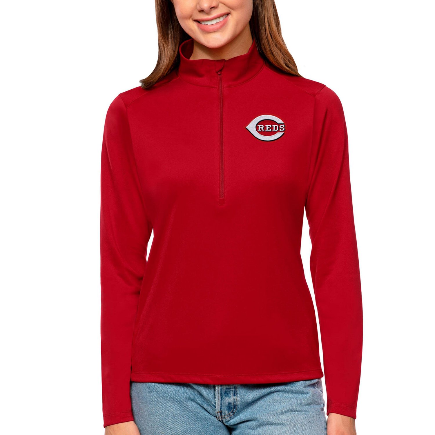 Antigua Cincinnati Reds Tribute Quarter-Zip Pullover Top