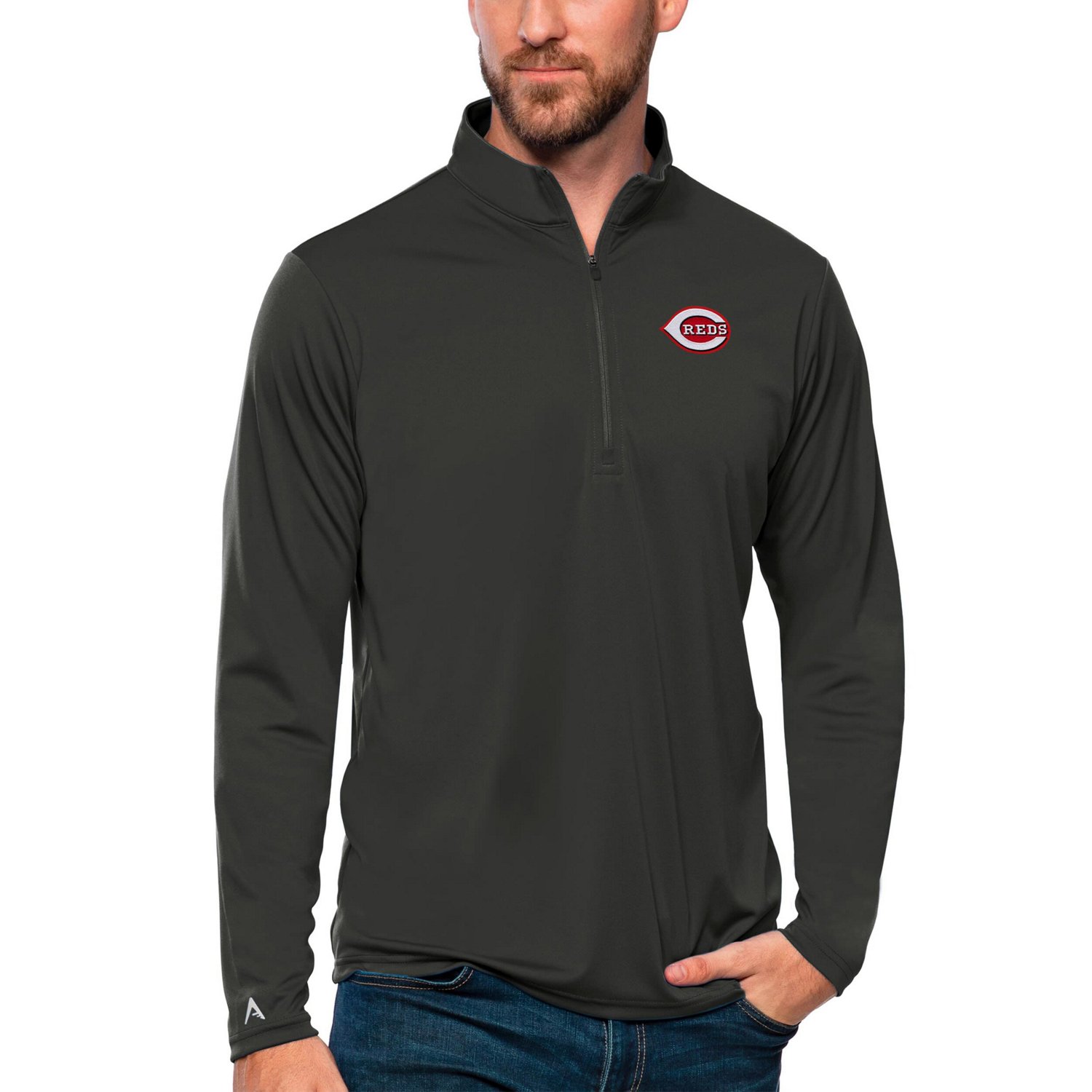 Antigua Cincinnati Reds Tribute Quarter-Zip Pullover Top - view number 1