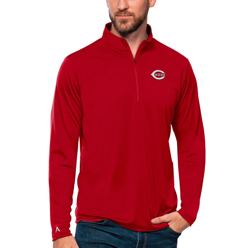 Antigua Men's Red Cincinnati Reds Tribute Quarter-Zip Pullover Top - Red