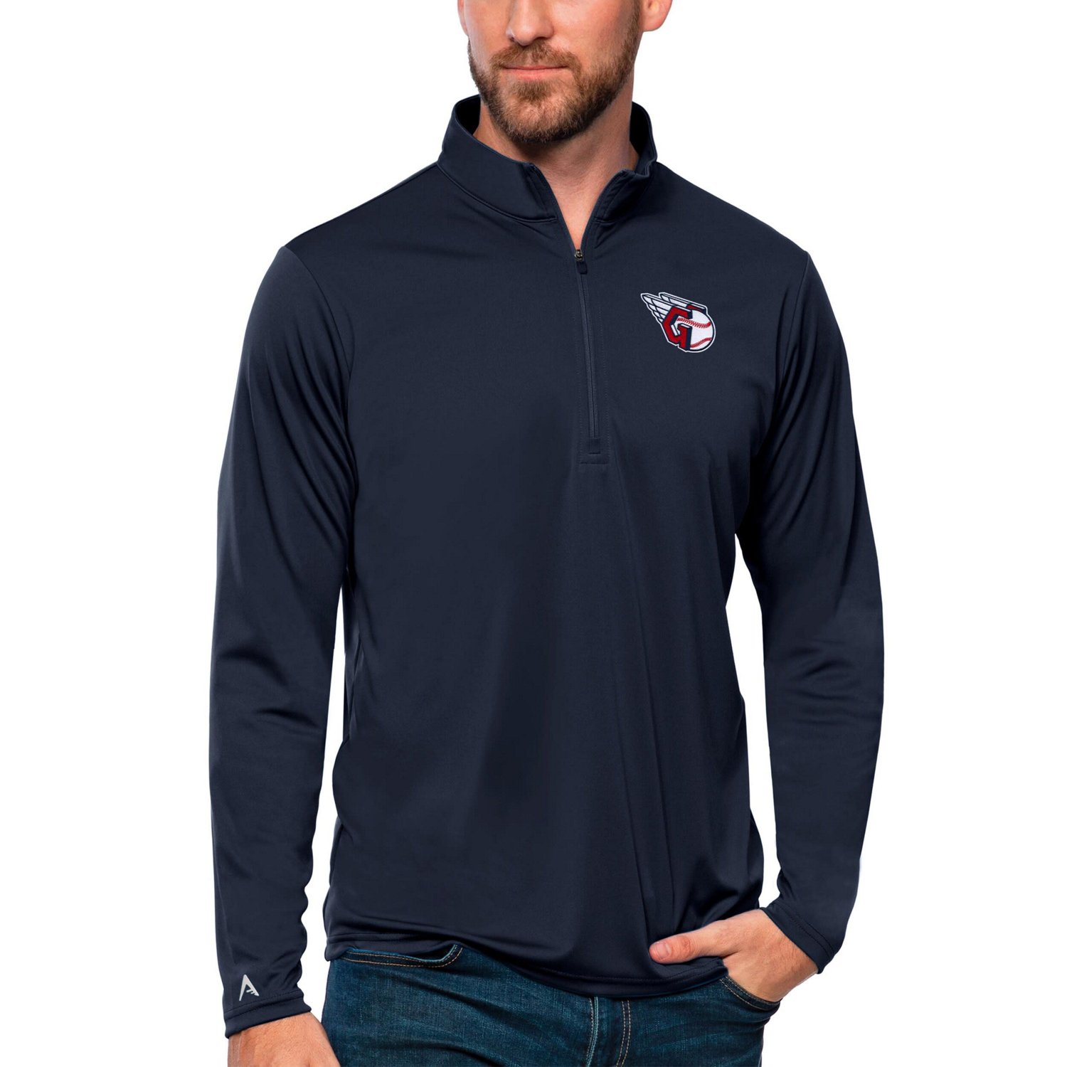 Antigua Cleveland Guardians Tribute Quarter-Zip Pullover Top