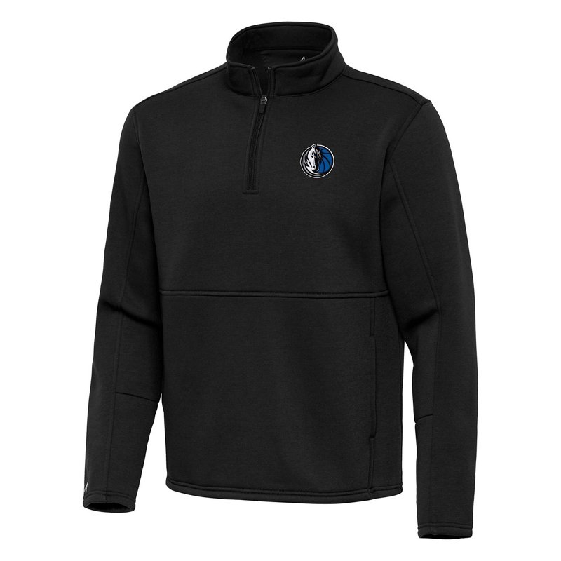 Men's Antigua Black Dallas Mavericks  Twist Quarter-Zip Pullover Top
