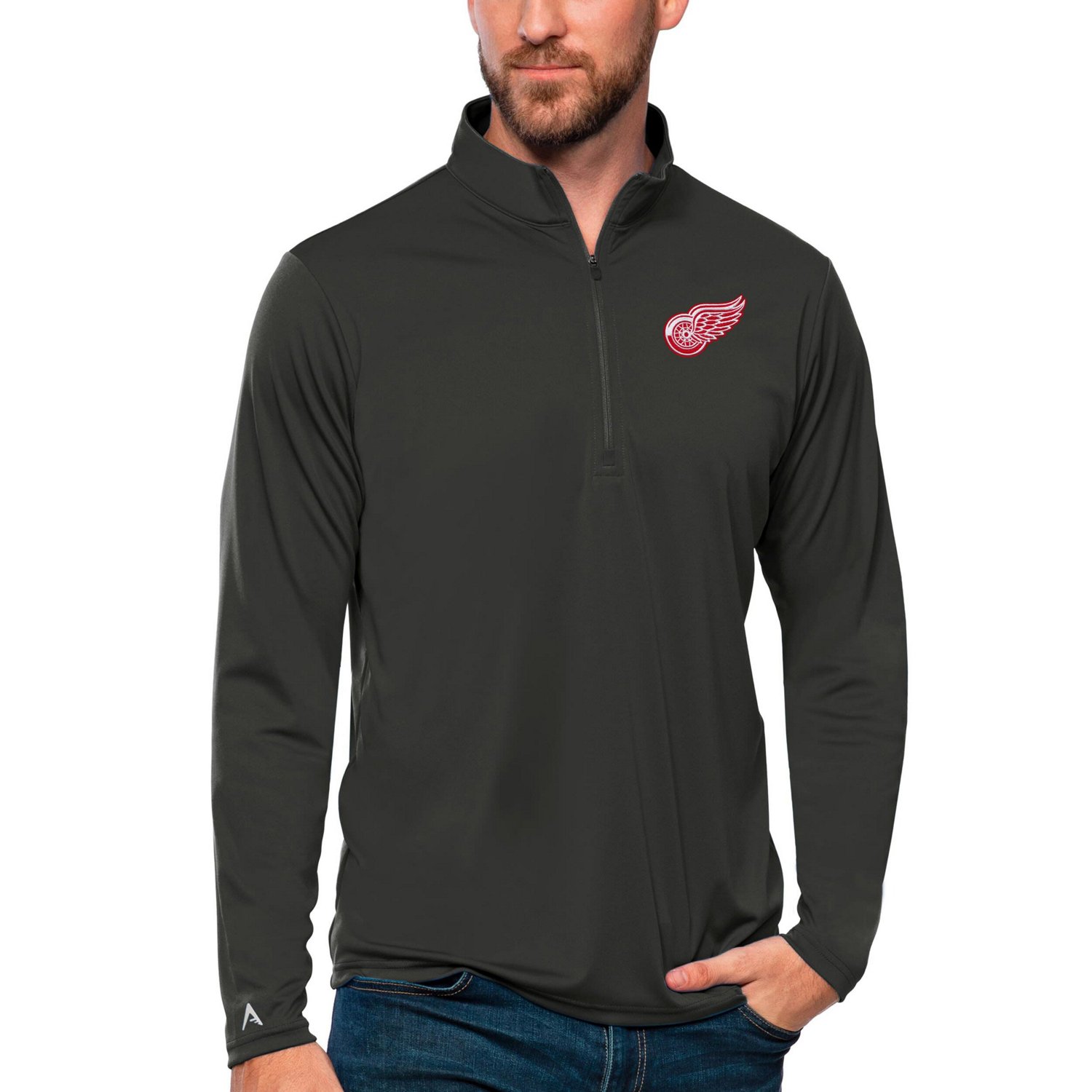 Antigua Detroit Wings Tribute Quarter-Zip Pullover Top