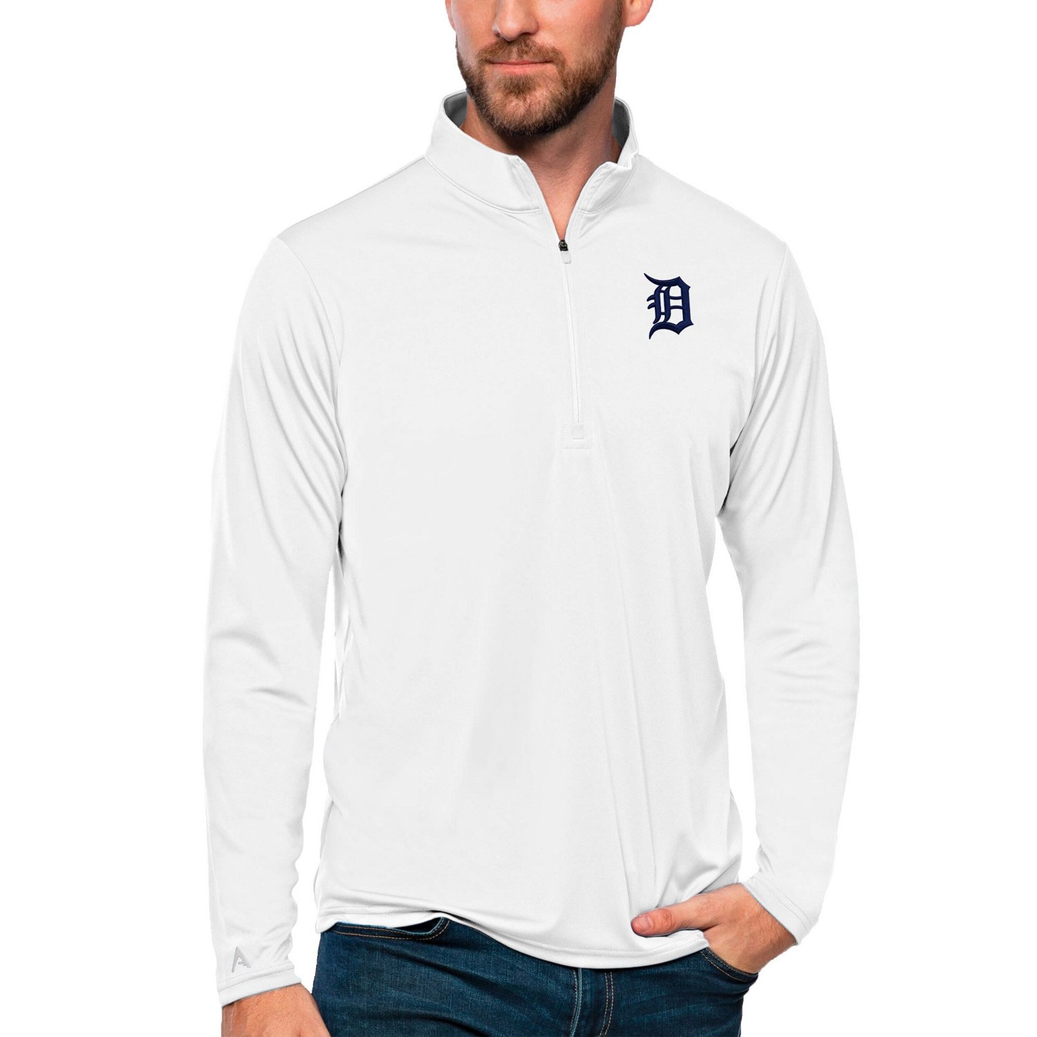 Antigua Detroit Tigers Tribute Quarter-Zip Pullover Top