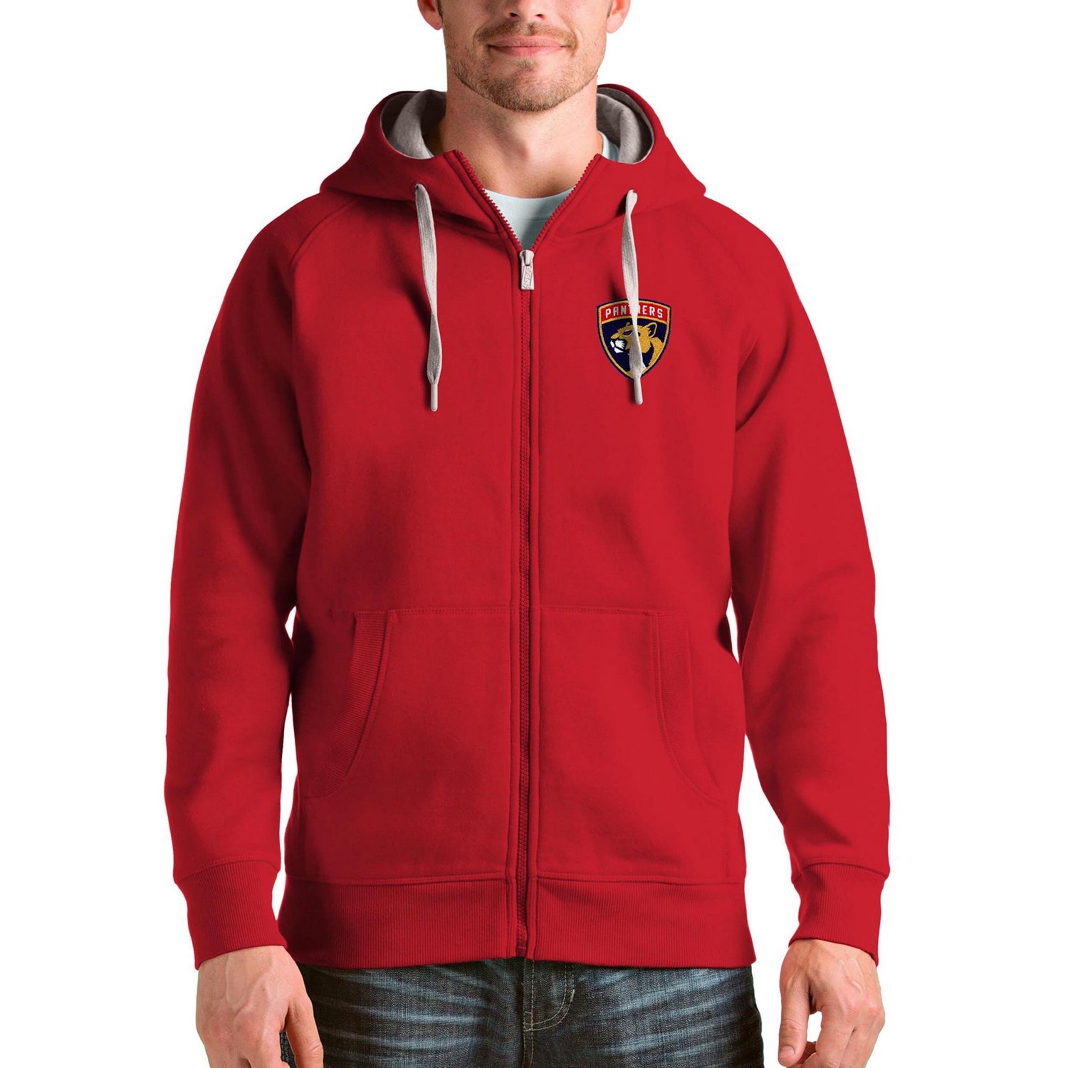 Antigua Florida Panthers Logo Victory Full-Zip Hoodie