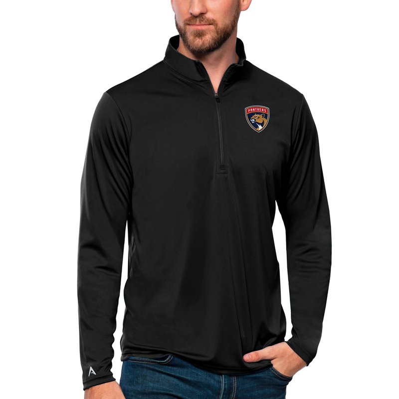 Antigua Men's Black Florida Panthers Tribute Quarter-Zip Pullover Sweatshirt - Black