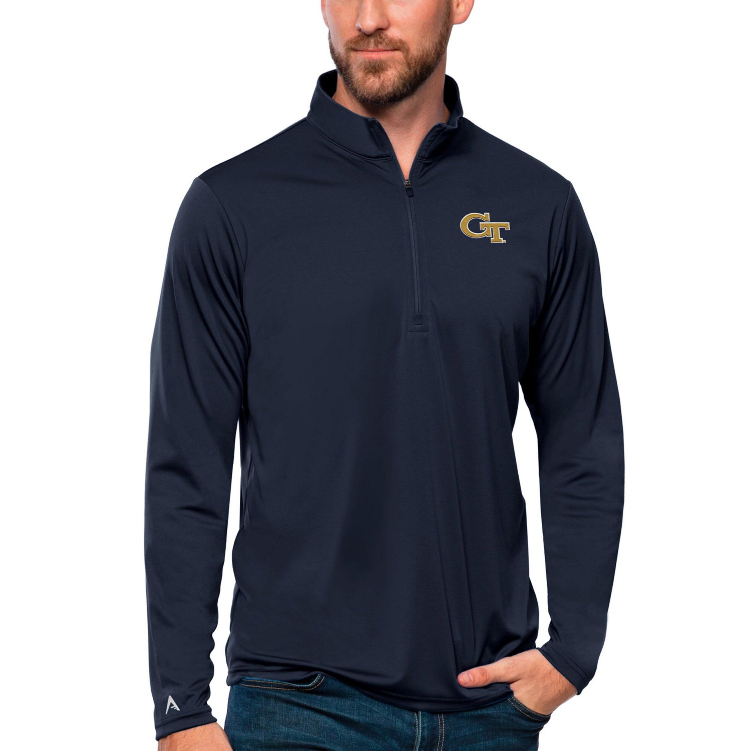 Antigua Georgia Tech Yellow Jackets Tribute Quarter-Zip Top                                                                      - view number 1