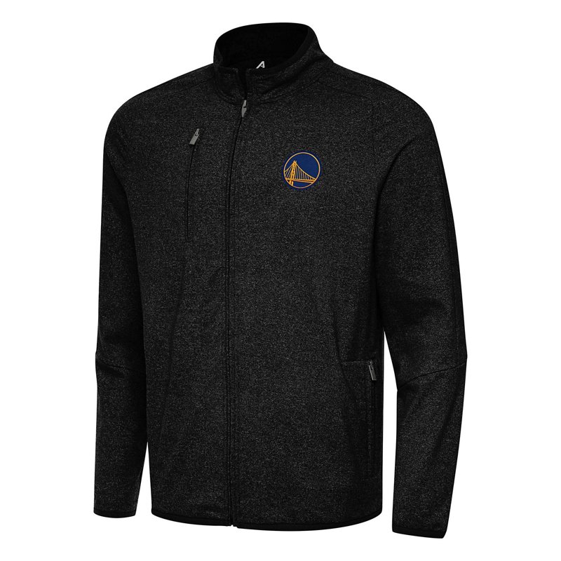 Men's Antigua Heather Black Golden State Warriors Hold-Up Full-Zip Tri-Blend Jacket