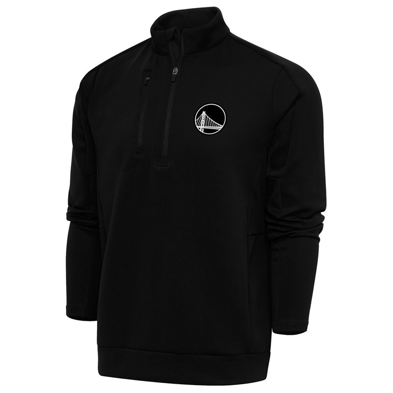 Men's Antigua Black Golden State Warriors Metallic Logo Generation Quarter-Zip Top