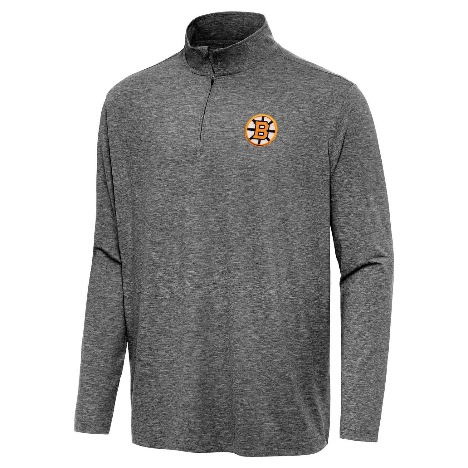 Antigua Heather Boston Bruins Hunk Lightweight Quarter-Zip Pullover - view number 2
