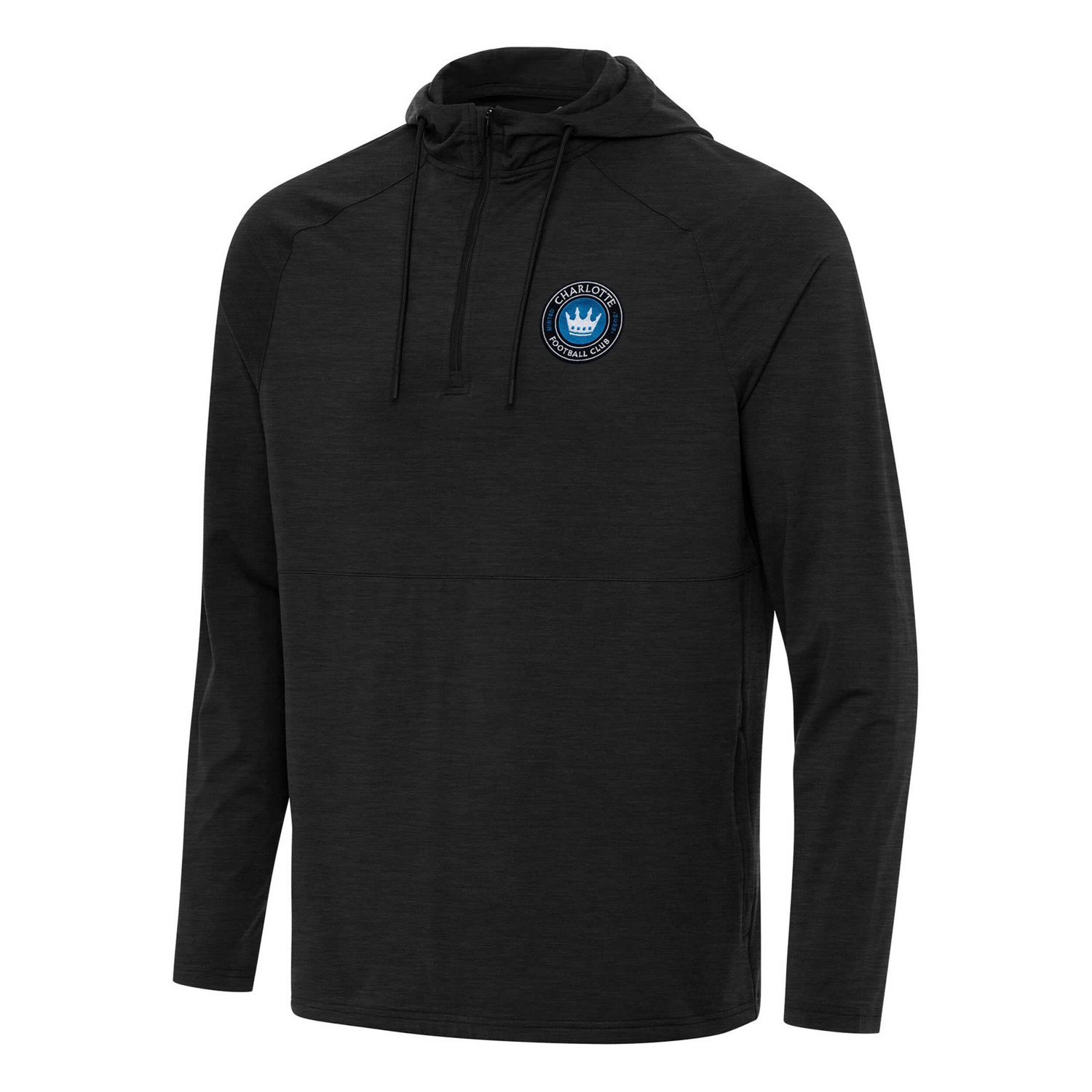 Antigua Heather Charlotte FC Spikes Raglan Quarter-Zip Hoodie