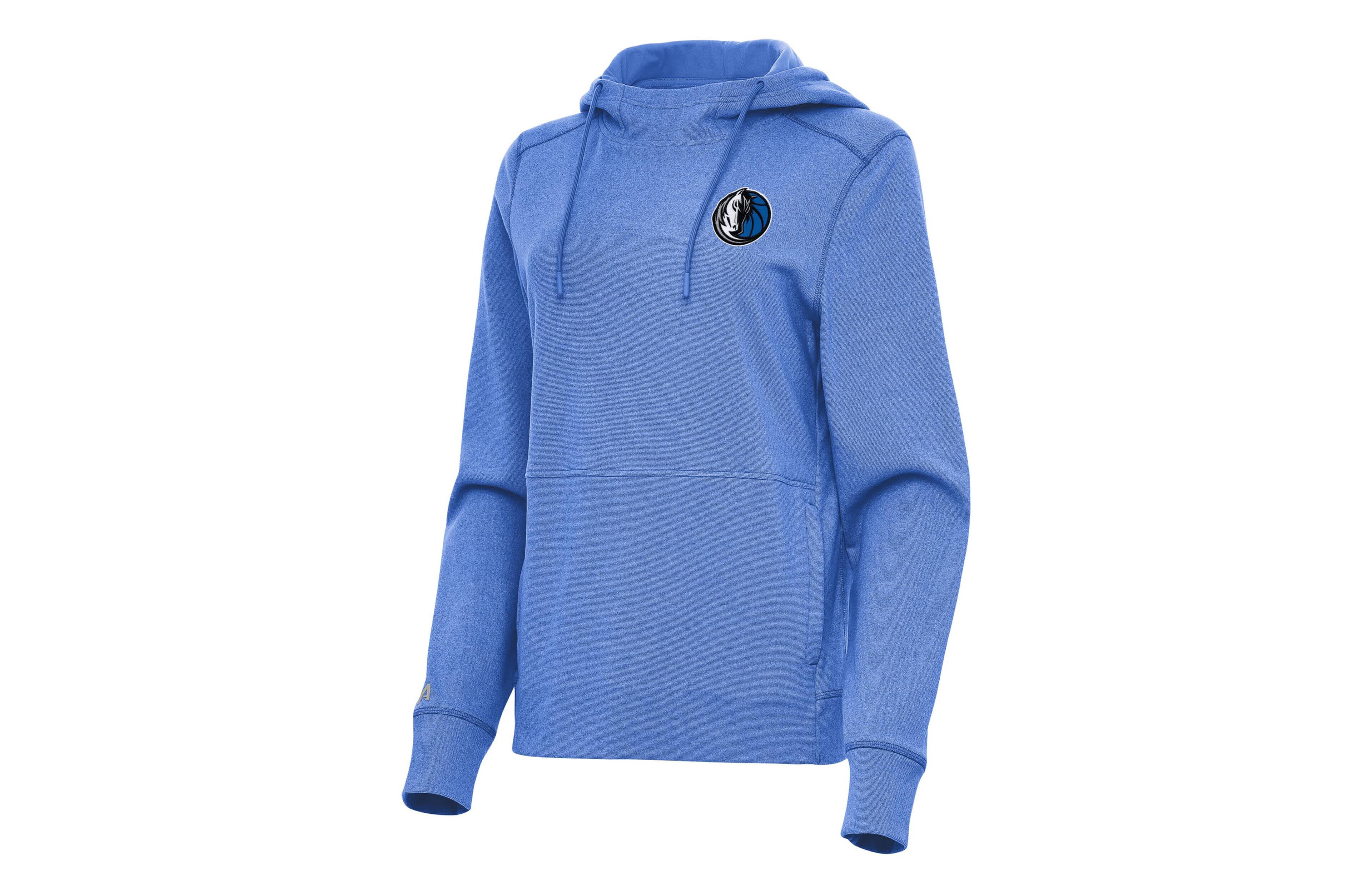Antigua Heather Dallas Mavericks Justice Pullover Hoodie