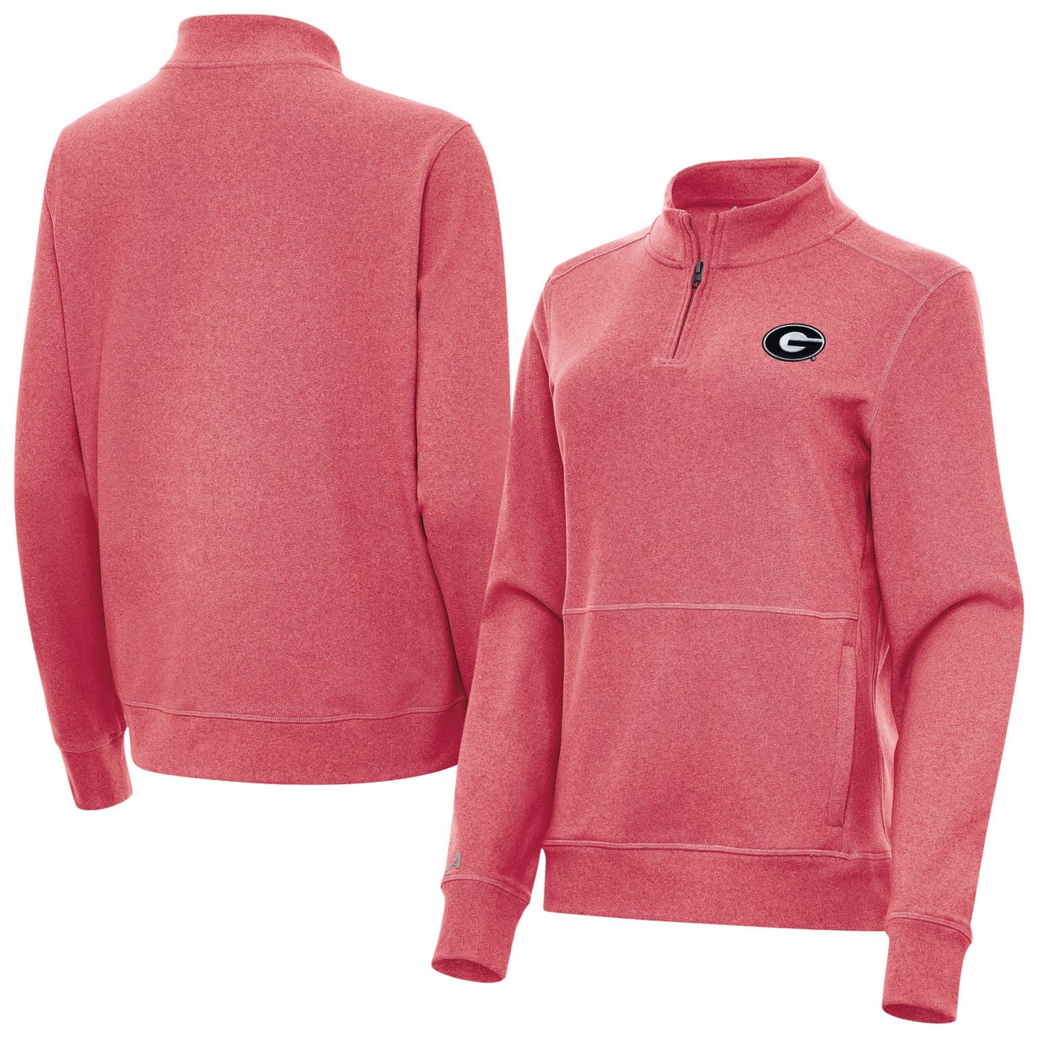 Antigua Heather Georgia Bulldogs Crush Quarter-Zip Jacket