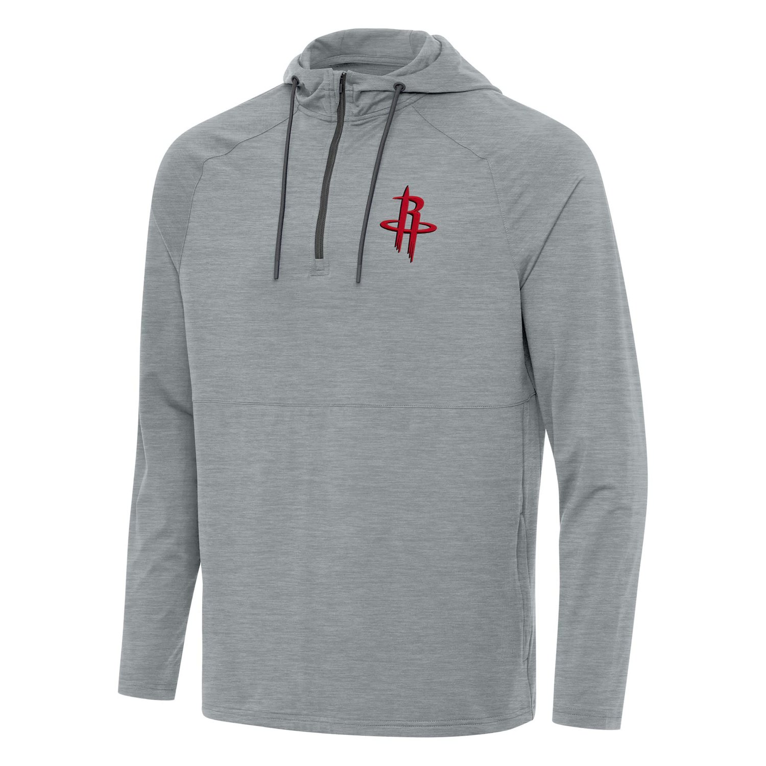 Antigua Heather Houston Rockets Spikes Raglan Quarter-Zip Hoodie