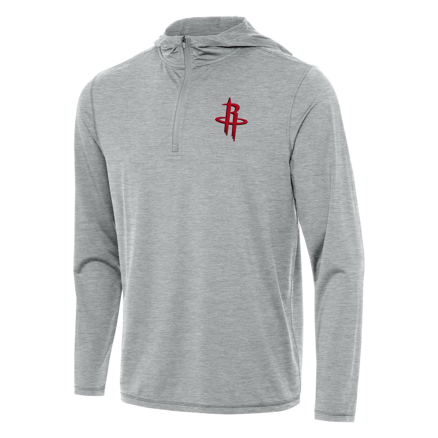 Antigua Heather Houston Rockets Tidy Quarter-Zip Hoodie