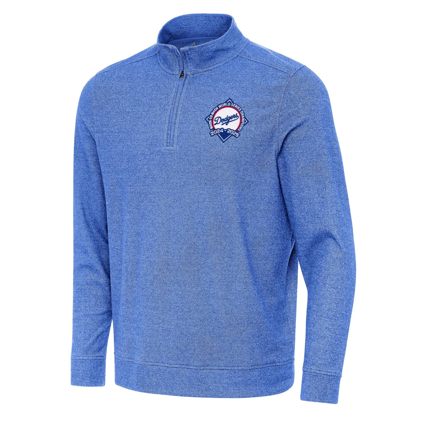 Antigua Heather Los Angeles Dodgers Back-to-Back World Series Champions Subtle Quarter-Zip Pullover - view number 2