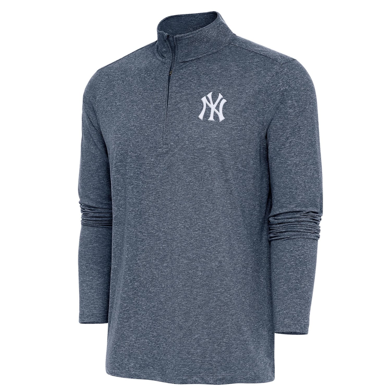 Antigua Heather New York Yankees Hunk Quarter-Zip Pullover Top