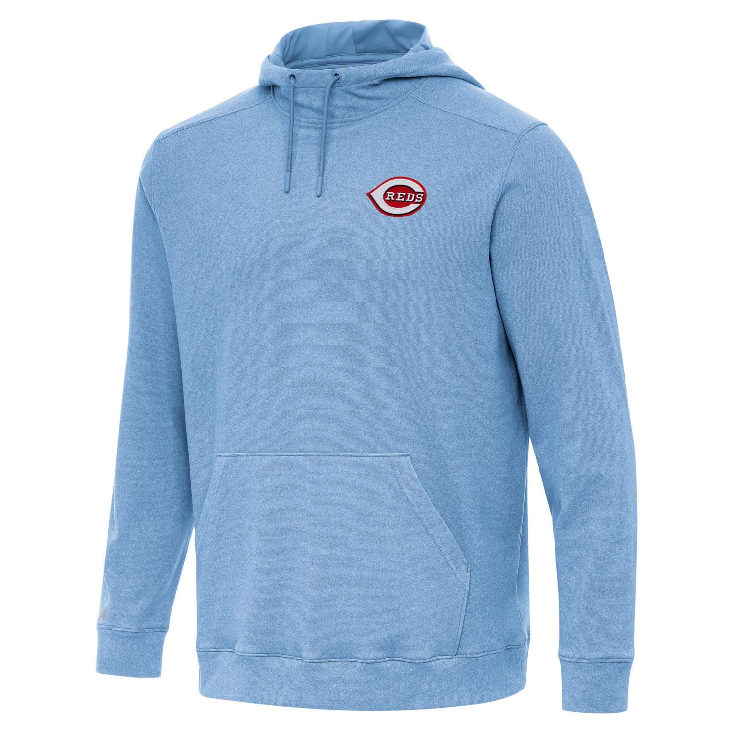 Antigua Heather Powder Cincinnati Reds Cloud Pullover Hoodie