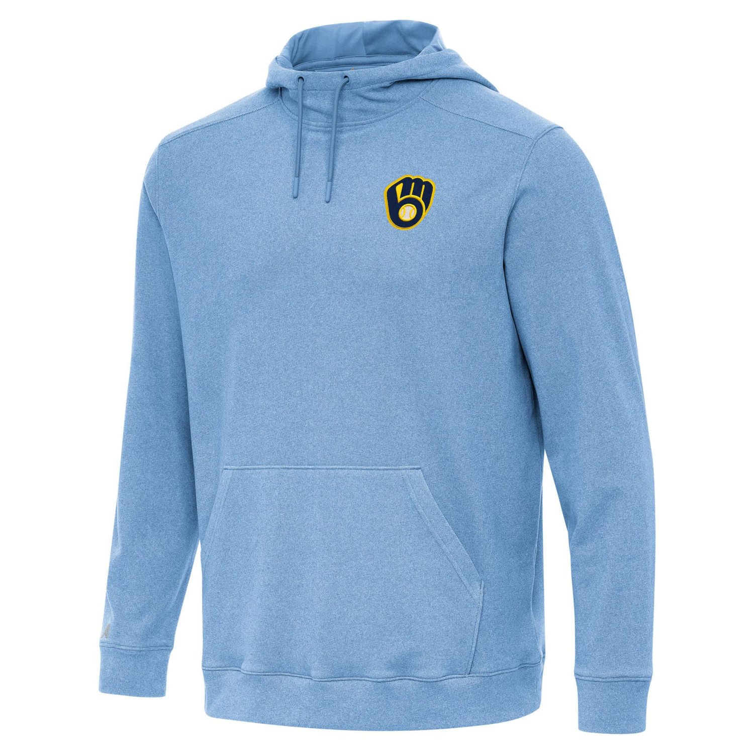 Antigua Heather Powder Milwaukee Brewers Cloud Pullover Hoodie - view number 2