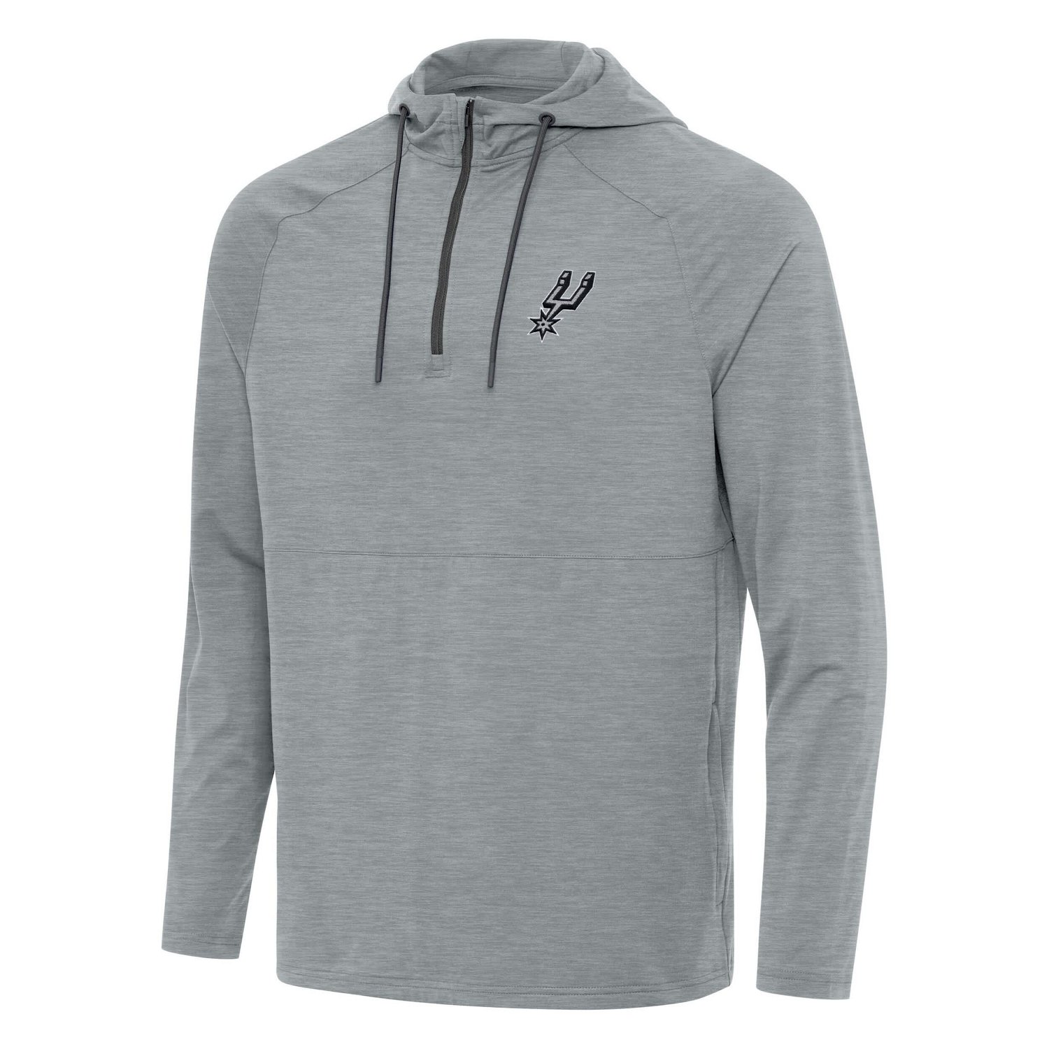 Antigua Heather San Antonio Spurs Spikes Raglan Quarter-Zip Hoodie