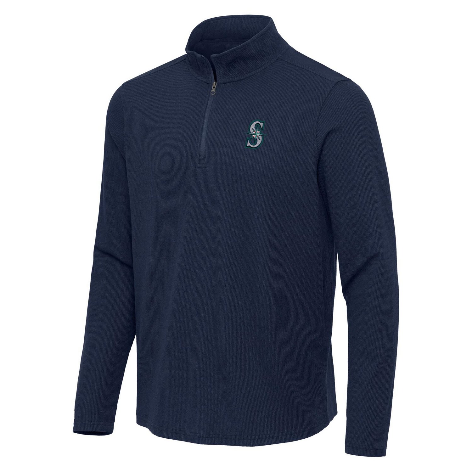 Antigua Heather Seattle Mariners Sync Tri-Blend Quarter-Zip Pullover - view number 2